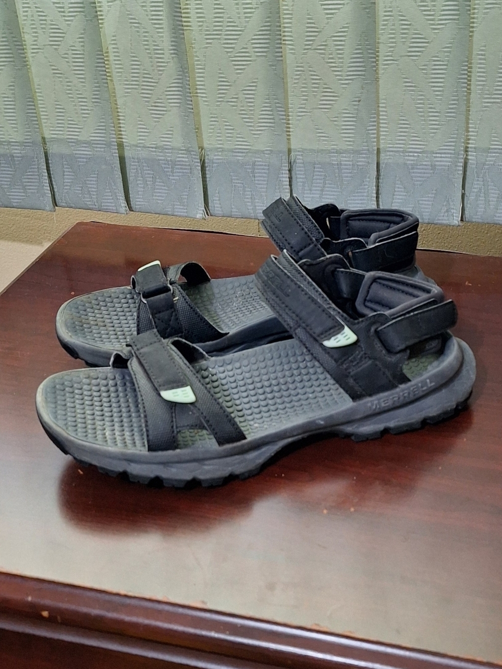 Merrell Black Sport Sandals With Hook And Loop Straps